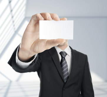man with business card